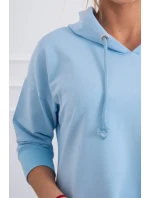 Šaty s kapucňou a dlhším chrbtom modré Šaty s kapucňou a dlhším chrbtom modré