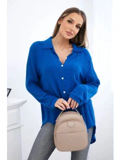 Bavlněná mušelínová košile chrpově modrá