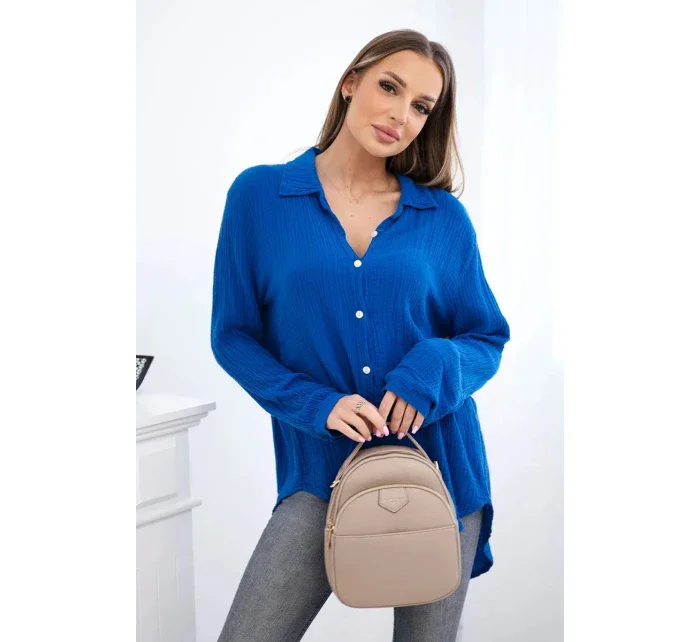 Bavlněná mušelínová košile chrpově modrá Bavlněná mušelínová košile chrpově modrá