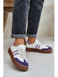 Zazoo N1068S6 Skórzane Niskie Sneakersy Damskie Na Platformie Białe