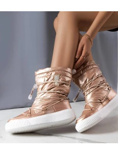 Dámske metalické INT1783B zateplené snehule Béžová - Big Star