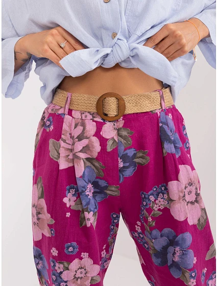 Dámské kalhoty DHJ SP model 21055768 Fialová s květy - FPrice
