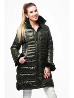 Dlhšia dámska prešívaná zimná bunda khaki (j19-017)