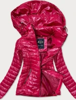 Červená lesklá dámska bunda (6380)