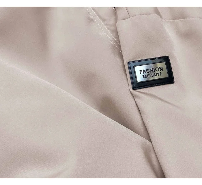 Béžová dámska bunda s ozdobnou lemovkou (B8139-51) Béžová dámska bunda s ozdobnou lemovkou (B8139-51)