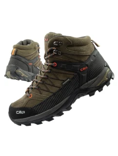 CMP Rigel pánske trekové topánky kožené odolné nepremokavé členkové topánky olivovo zelená