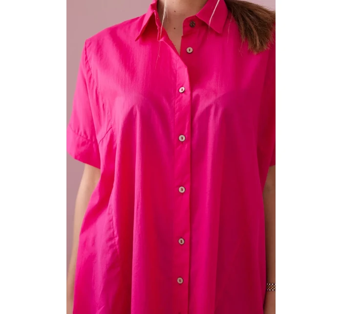 Bavlněná košile s krátkým rukávem fuchsie