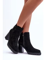 Kožené Boty Na Podpatku Černé model 21632219 - Boto