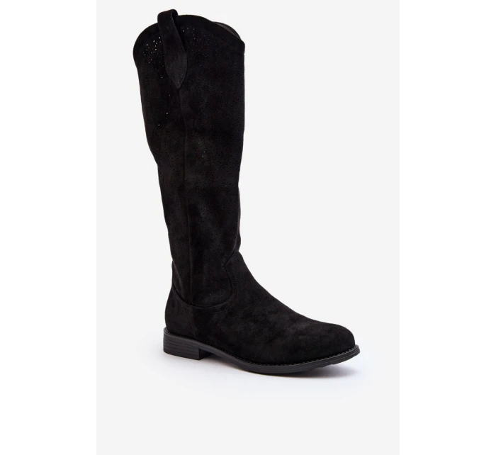 S.Barski HY66-132 Kozaki Damskie Ażurowe Czarne