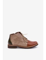 Kožené Botky Na Plochém Podpatku Hnědé Zazoo model 21679956 - NOBO