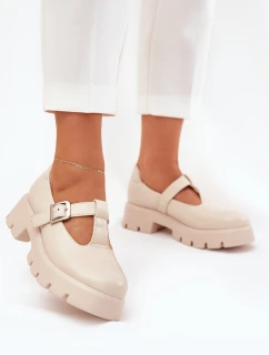 Dámské Polobotky S Přezkou Na Platformě A Plochém Podpatku Béžové model 21690535 - Boto