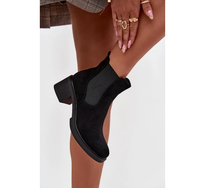 Botki Sztyblety Damskie Na Klocku Czarne Luvina