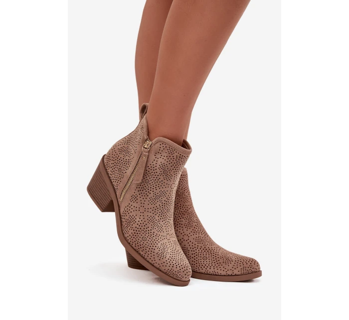 Dámské kovbojky na podpatku béžové model 21713537 - S.Barski Dámské kovbojky na podpatku béžové model 21713537 - S.Barski