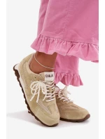 Dámské kožené semišové tenisky MK61-0705 světle zelené