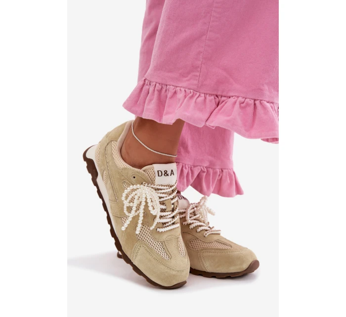 Dámské kožené semišové tenisky MK61-0705 světle zelené