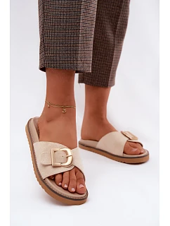 Dámské nazouváky se zlatým přezkou světle béžové model 22125579 - Boto