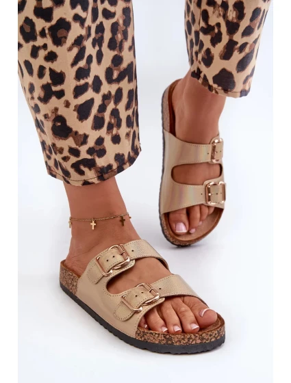 Dámske papuče Fronila so zlatými prackami