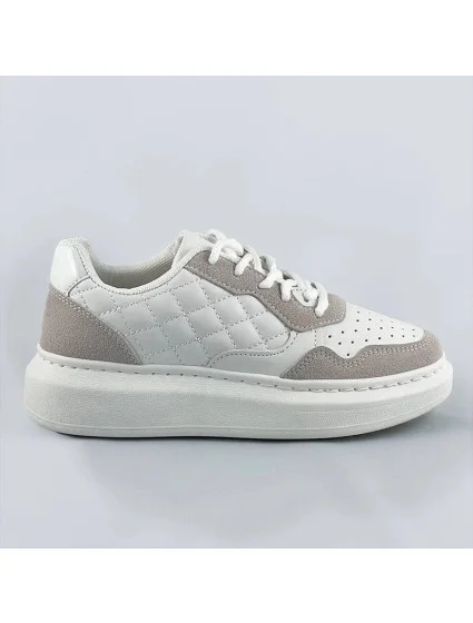 Bielo-béžové dámske šnurovacie športové poltopánky (RC-50) Bielo-béžové dámske šnurovacie športové poltopánky (RC-50)