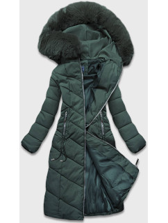 Dlouhá zelená klasická dámská zimní bunda (B8075-10)