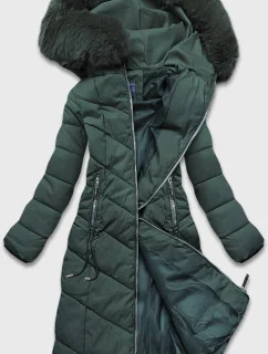 Zelená klasická dlhá zimná bunda pre ženy (B8075-10)