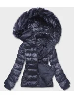 Dámska krátka zimná bunda tmavomodrá (YP-20129-55)