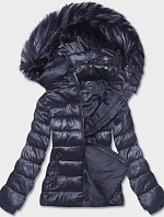 Dámska krátka zimná bunda tmavomodrá (YP-20129-55)