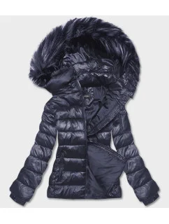 Dámska krátka zimná bunda tmavomodrá (YP-20129-55)