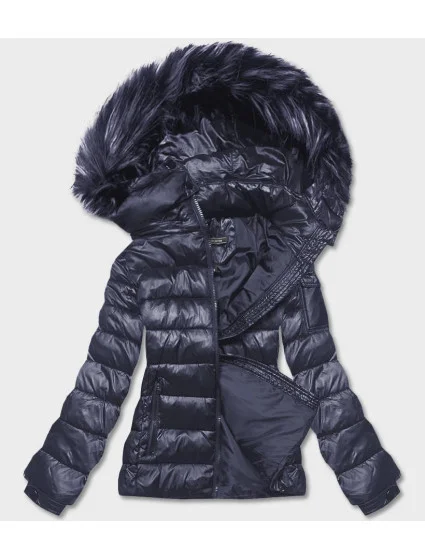 Dámska krátka zimná bunda tmavomodrá (YP-20129-55)