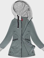 Dámsky sveter s kapucňou sivozelenej farby (AMG-312A)