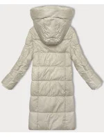 Dámska zimná bunda v ecru farbe s kapucňou Glakate (LU-24246#) Dámska zimná bunda v ecru farbe s kapucňou Glakate (LU-24246#)