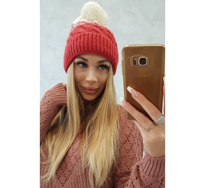 Fleecová čiapka Ilona K218 malpberry+ecru
