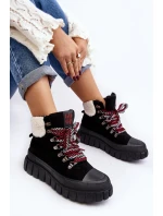 Ocieplane Botki Trapery Na Grubej Podeszwie Czarne Ralotta