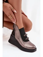 Dámské kotníkové boty na platformě D&A MR52-106 metalické