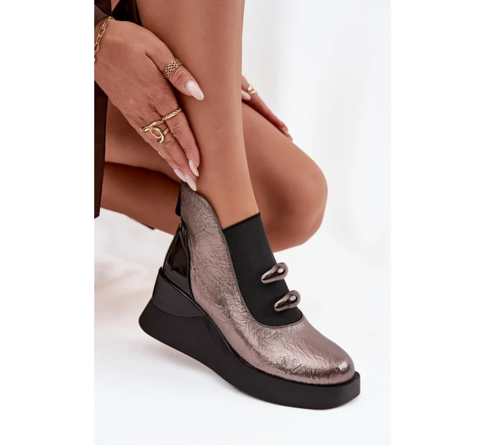 Dámské kotníkové boty na platformě D&A MR52-106 metalické