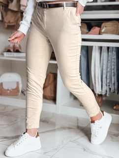 Dámske nohavice slim fit s opaskom LINESKA light beige FashionStreet UY2573