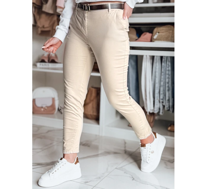 Dámské kalhoty slim fit s páskem light beige Dstreet model 21986460 - FashionStreet