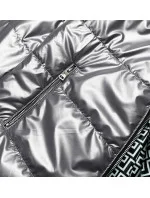 Obojstranná šedá dámska bunda s kapucňou (B9793-70)