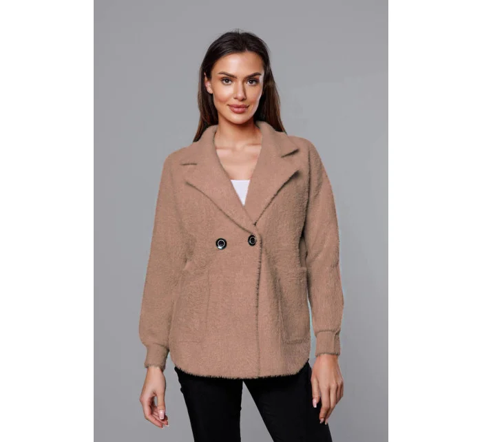 Krátký béžový přehoz přes oblečení typu alpaka model 18059125 - MADE IN ITALY