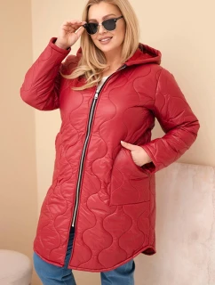 Dámske Plus veľkosť zimné prešívané bundy s kapucňou bordová