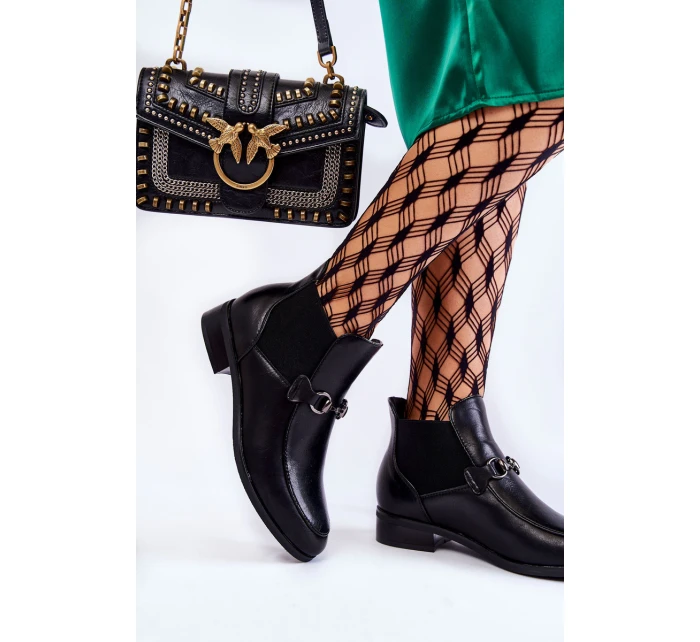 Kožené dámské ploché boty černé model 21601229 - VINCEZA