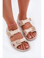 Piankowe Sandały Damskie Na Platformie Big Star RR274A515 Beżowe