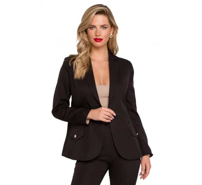 model 18004499 Sako s dvojitými kapsami s klopou černé - Makover