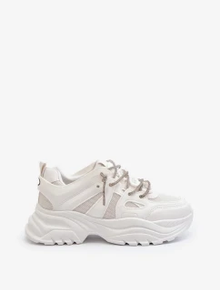 Dámske tenisky na pevnej podrážke s ozdobným šnurovaním biela Relissa