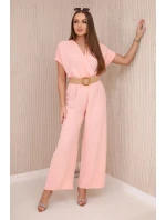 Kombinéza s ozdobným opaskom v páse lososová Kombinéza s ozdobným opaskom v páse lososová