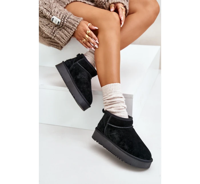 Dámské semišové sněhule na platformě černé model 21670434 - Boto