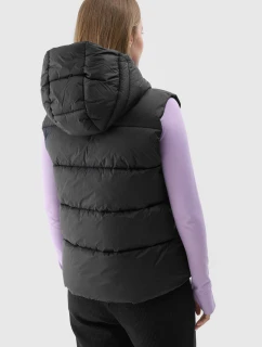 Bezrękawnik Damski Puchowy Z Kapturem 4F 4FWAW24TVJAF141-20S Czarny