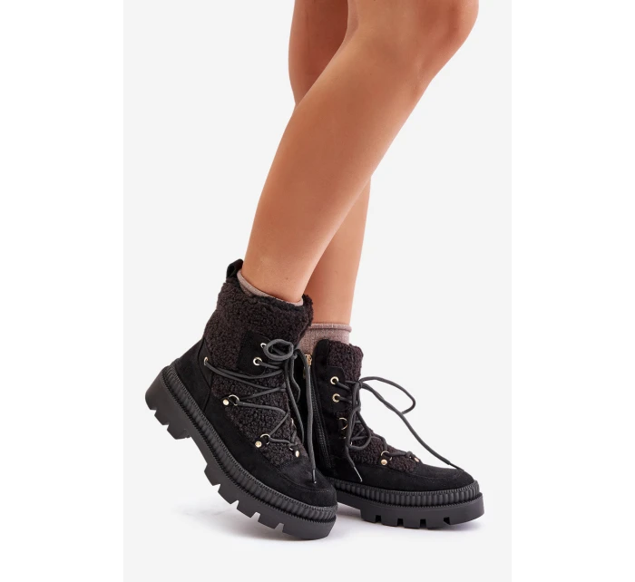 Botki Z Futerkiem Typu Baranek Czarne Merilana