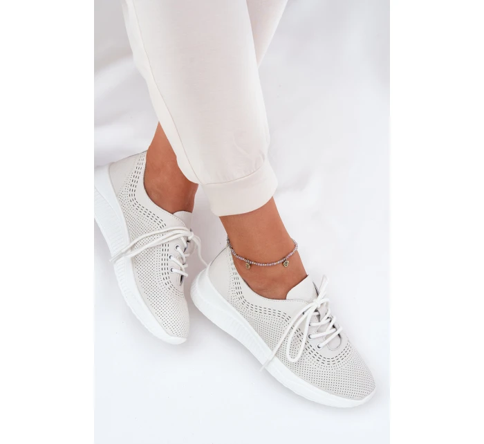 Dámské Kožené Sportovní Boty model 21691334 Bílé - VINCEZA