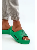 Dámske penové papuče na pevnej podrážke s medvedíkom, zelené Lamira