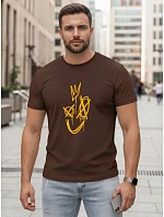 Koszulka męska z nadrukiem Smile brązowa model 22182623 - FashionStreet